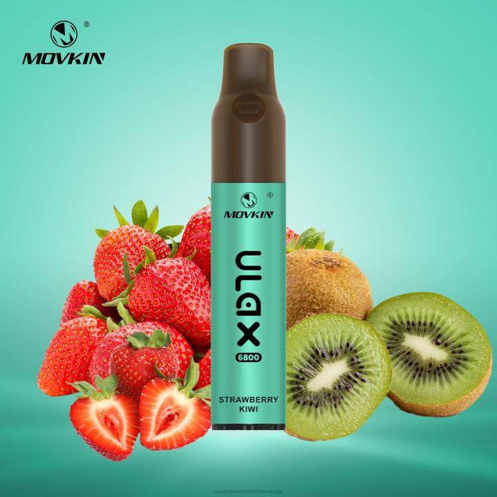 X46X66 - RandM vape flavours RandM Movkin Ulax 6800 (Ceramic Coil) Rechargeable Disposable Vape Pod Device Strawberry Kiwi