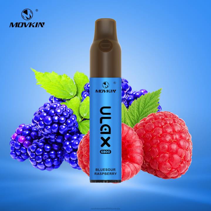 X46X68 - RandM vape sale RandM Movkin Ulax 6800 (Ceramic Coil) Rechargeable Disposable Vape Pod Device Bluesour Raspberry