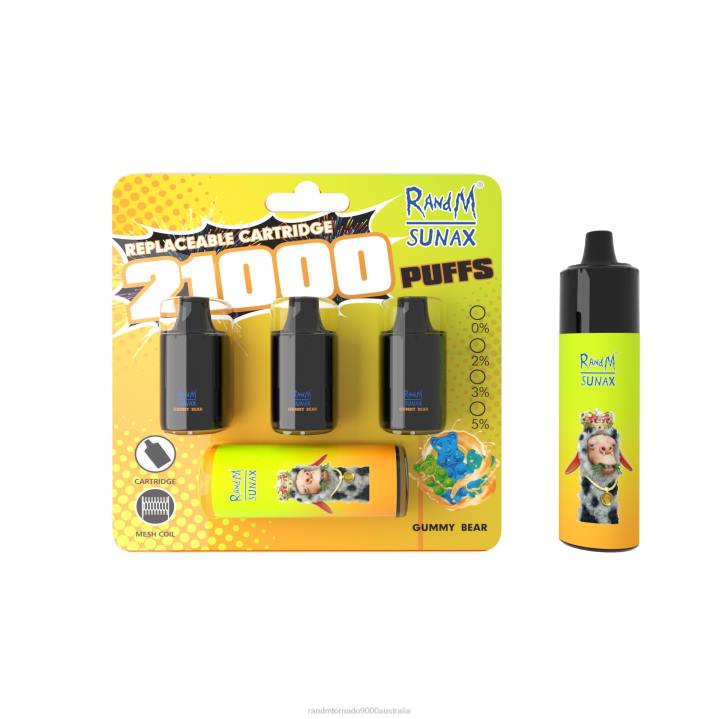 X46X268 - RandM vape sale RandM Sunax 21000 Airflow Control Pod Replaceable Vape Device 1Pc Gummy Bear