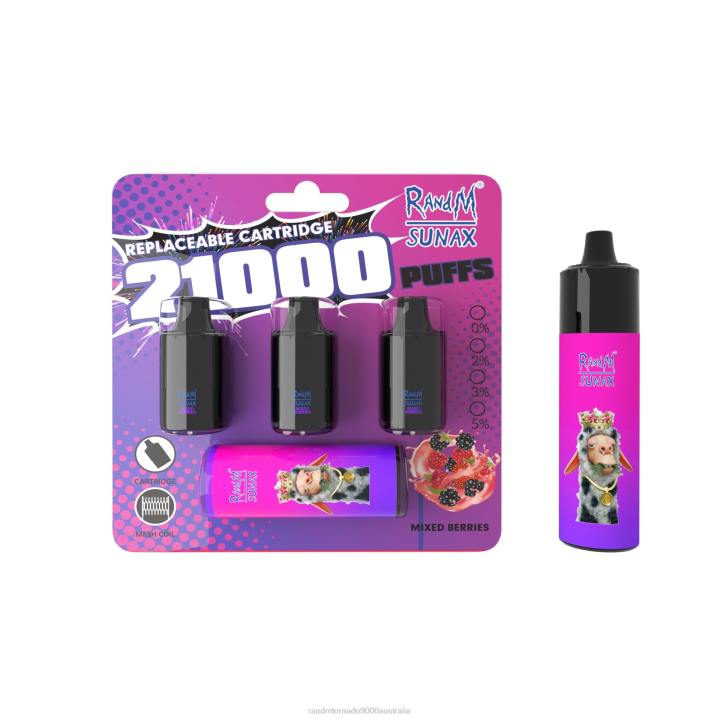 X46X270 - RandM vapes Australia RandM Sunax 21000 Airflow Control Pod Replaceable Vape Device 1Pc Mixed Berries