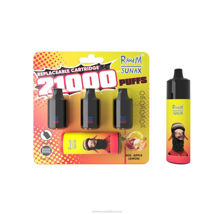 X46X272 - RandM tornado 9000 Australia RandM Sunax 21000 Airflow Control Pod Replaceable Vape Device 1Pc Red Apple Lemon
