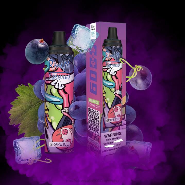 X46X284 - RandM vape cheap RandM Tornado 6000 Airflow Control Vape Pod Device 1Pc Grape Ice
