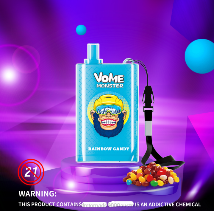 X46X277 - RandM vape Melbourne RandM Vome Monster 10000 Airflow Control Vape Pod Device 1Pc Lush Ice