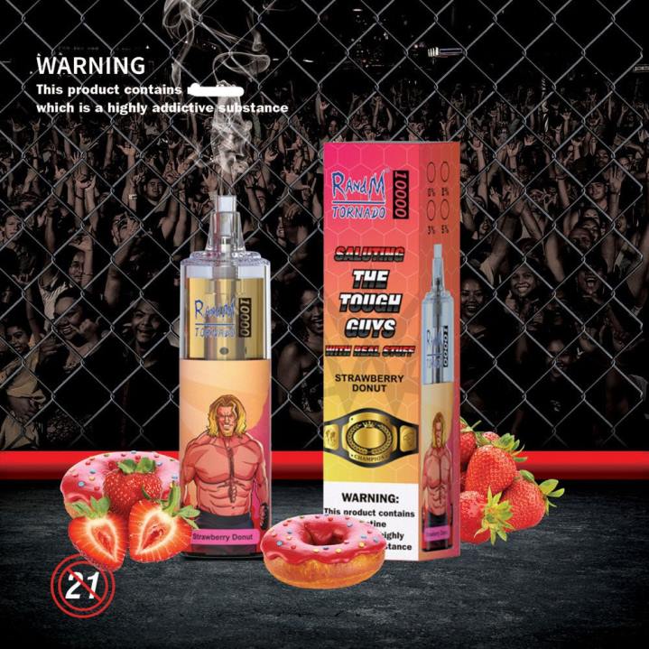 X46X107 - RandM vape Melbourne RandM Tornado 10000 Airflow Control Vape Device 1Pc Strawberry Donut