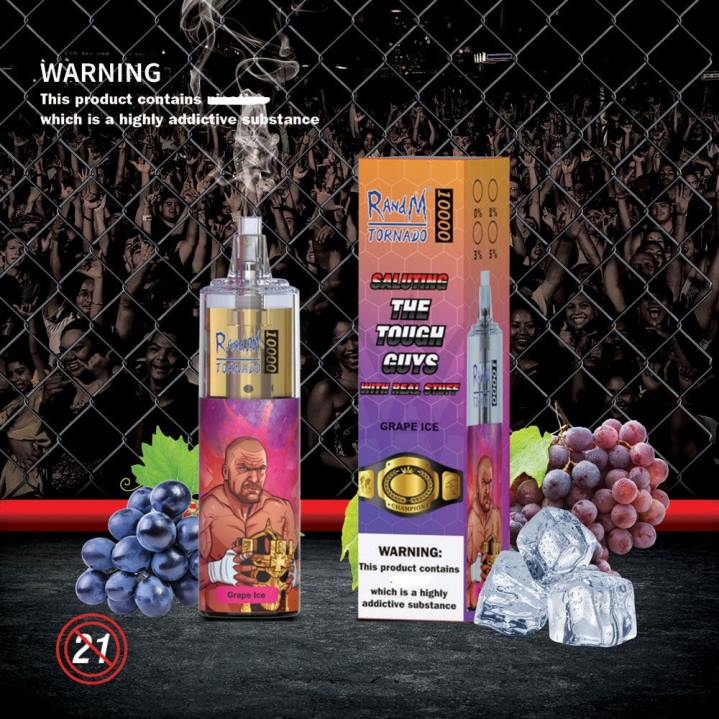 X46X109 - RandM vape Sydney RandM Tornado 10000 Airflow Control Vape Device 1Pc Grape Ice