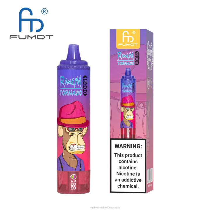 X46X22 - RandM tornado 9000 Australia Fumot RandM Tornado 15000 Vape Device With Battery And Ejuice Display Version 1 Blueberry Raspberry