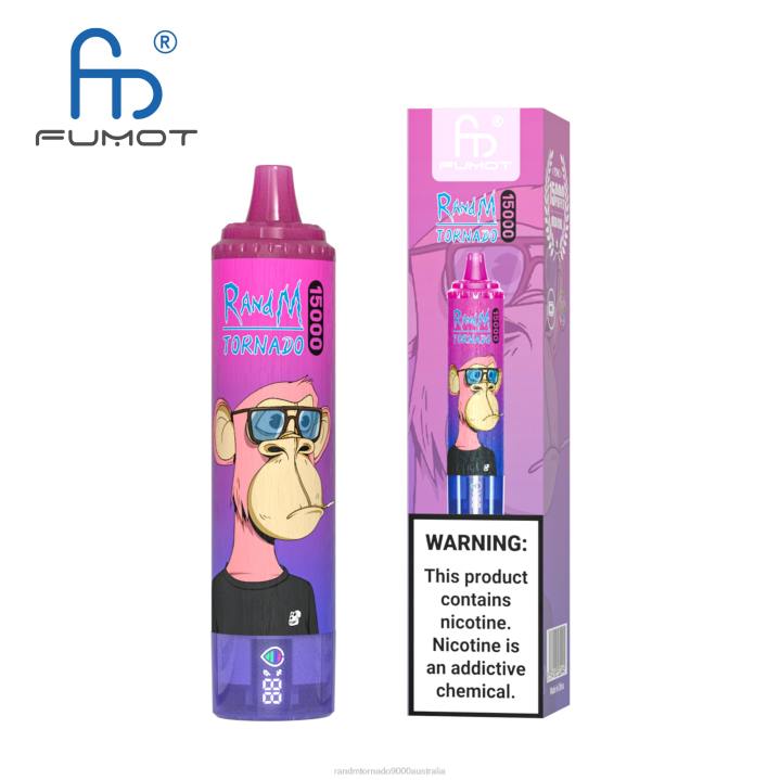 X46X22 - RandM tornado 9000 Australia Fumot RandM Tornado 15000 Vape Device With Battery And Ejuice Display Version 1 Blueberry Raspberry