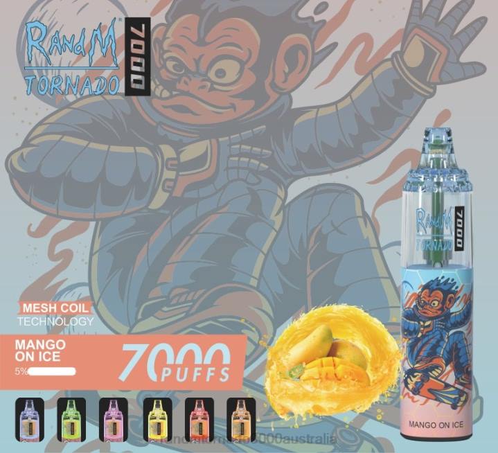 X46X166 - RandM vape flavours RandM Tornado 7000 Airflow Control Vape Device 1Pc Tangerine Ice
