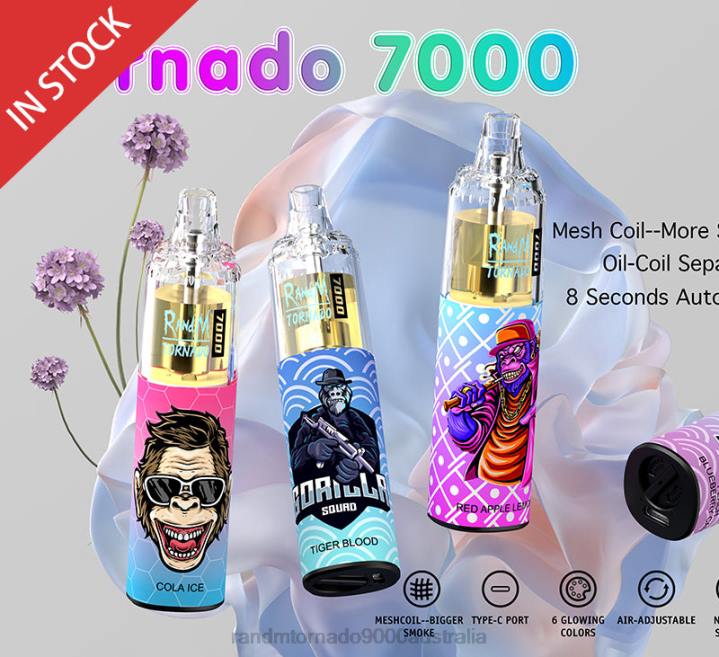 X46X171 - RandM tornado 7000 Australia RandM Tornado 7000 Airflow Control Vape Device 1Pc Peach Ice