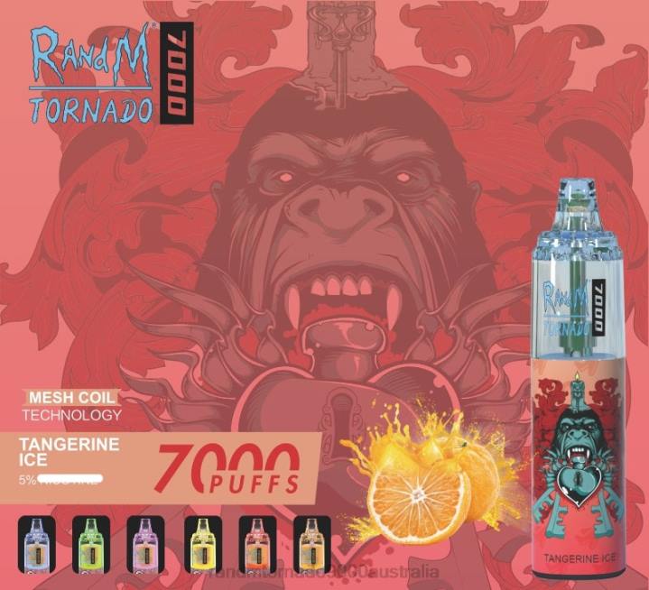X46X171 - RandM tornado 7000 Australia RandM Tornado 7000 Airflow Control Vape Device 1Pc Peach Ice