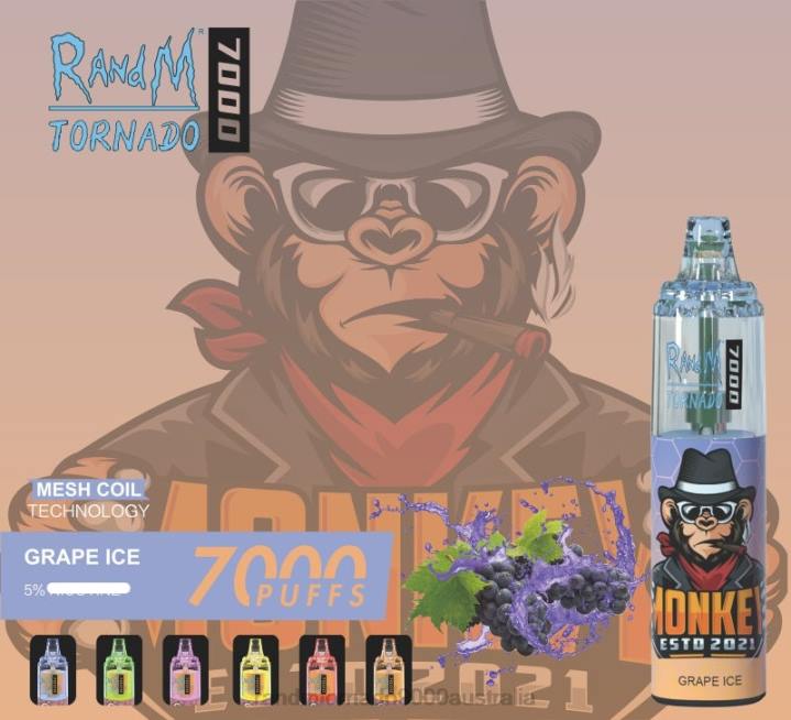 X46X171 - RandM tornado 7000 Australia RandM Tornado 7000 Airflow Control Vape Device 1Pc Peach Ice
