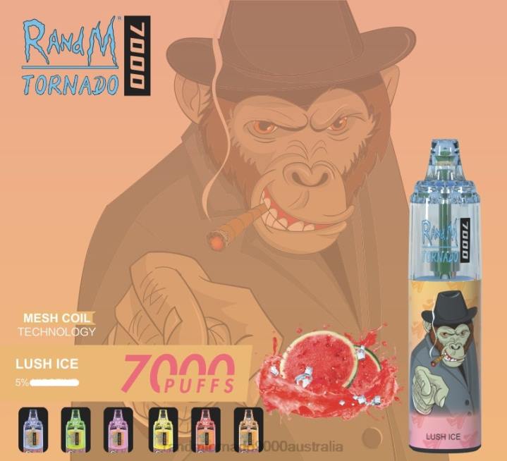 X46X171 - RandM tornado 7000 Australia RandM Tornado 7000 Airflow Control Vape Device 1Pc Peach Ice