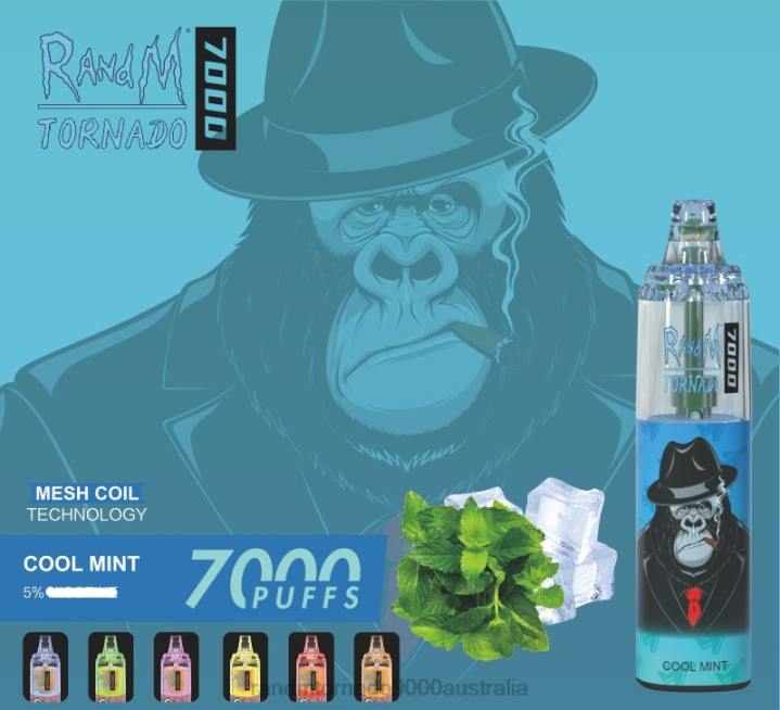 X46X171 - RandM tornado 7000 Australia RandM Tornado 7000 Airflow Control Vape Device 1Pc Peach Ice