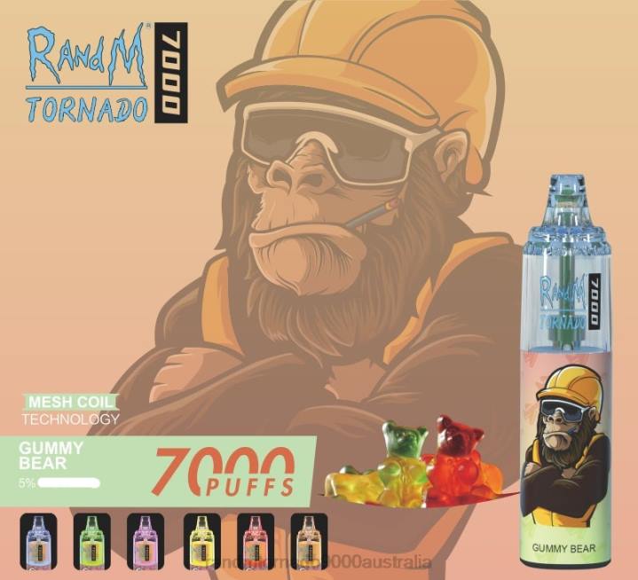 X46X172 - RandM tornado 9000 Australia RandM Tornado 7000 Airflow Control Vape Device 1Pc Banana Ice