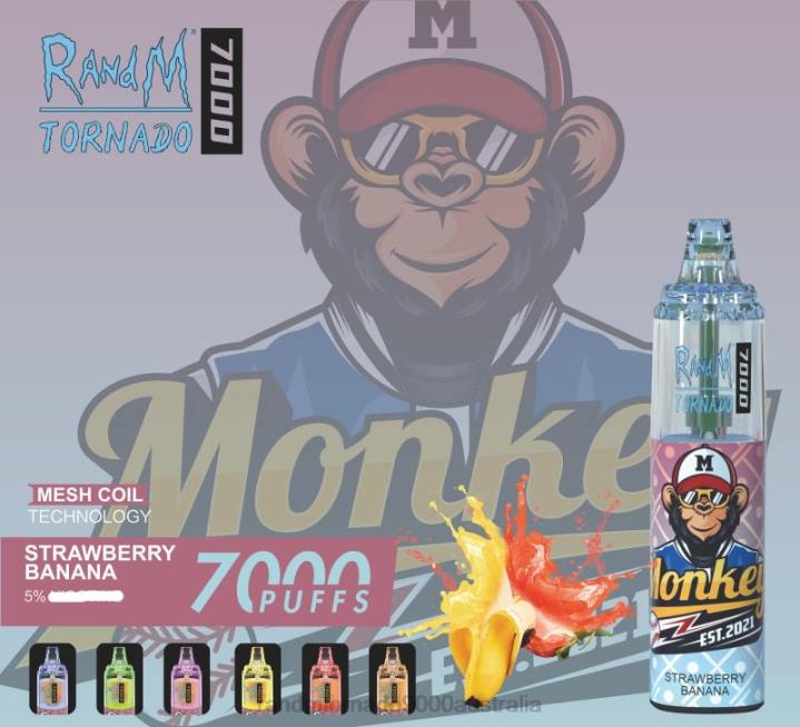 X46X172 - RandM tornado 9000 Australia RandM Tornado 7000 Airflow Control Vape Device 1Pc Banana Ice