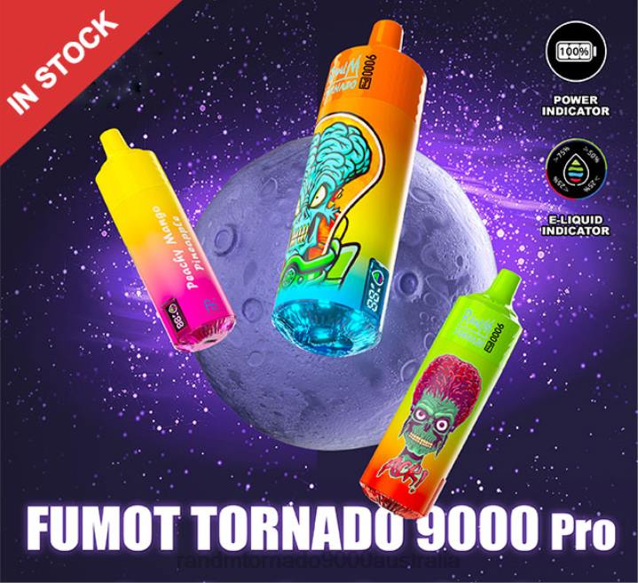 X46X212 - RandM tornado 9000 Australia Fumot RandM Tornado 9000 Pro Vape Device With Battery And Ejuice Display Version 2 Strawberry Lemonade